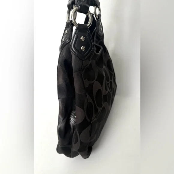 Coach Signature Canvas Campbell Leather Shoulder Bag Hobo Buckle Pocket Y2K - Picture 5 of 9